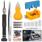 JOREST Watch Battery Replacement Kit, Watch Repair Screwdriver, Watch Band Replacement tool, Watch Wrench Back Remover, Watch Case Opener, Watch Back Remover Holder, Spring bar, Tweezers