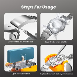 JOREST Watch Battery Replacement Kit, Watch Repair Screwdriver, Watch Band Replacement tool, Watch Wrench Back Remover, Watch Case Opener, Watch Back Remover Holder, Spring bar, Tweezers
