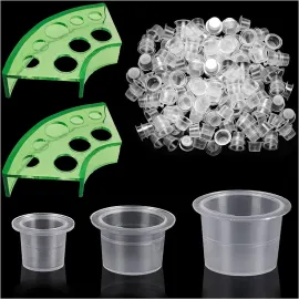 300pcs Tattoo Ink Caps with 2 Cups Holders - Moric..