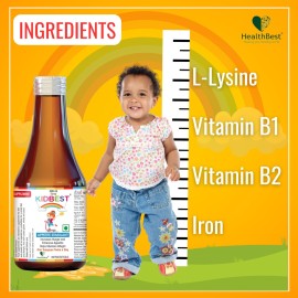 HealthBest Kidbest Appetite Stimulant Syrup for 3-13 Yrs Kids | Increase Hunger | Helps Maintain Weight | Gluten Free | L-Lysine HCI,Vitamins B1,B2,B6,B12 | 200 ml HealthBest Kidbest Appetite Stimulant Syrup for 3-13 Yrs Kids | Increase Hunger | Helps Maintain Weight | Gluten Free | L-Lysine HCI,Vitamins B1,B2,B6,B12 | 200 ml