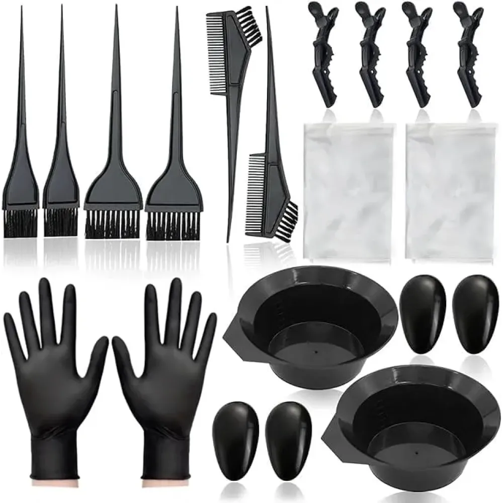 NOUSV 20 Pcs Hair Dye Brush and Bowl Set, Hair Dye Coloring Kit, Hair Coloring Bleaching, Hair Dye Tools for DIY Salon. Hair Tinting Bowl/Dye Brush/Ear Cover/Gloves/Tint Comb NOUSV 20 Pcs Hair Dye Brush and Bowl Set, Hair Dye Coloring Kit, Hair Coloring Bleaching, Hair Dye Tools for DIY Salon. Hair Tinting Bowl/Dye Brush/Ear Cover/Gloves/Tint Comb