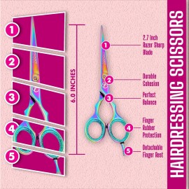 Tycon Hair Cutting Scissors Professional 6 - Japanese Stainless Steel, 2.7 Razor Edge Blade Barber Scissors - Ergonomic design - Precision Hair Scissors for Smooth Cutting - Salon & Personal Use