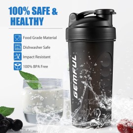 GEMFUL Shaker Bottle for Protein Mixes 28 oz BPA-Free Leak Proof Shaker Smothies Cups with Sports Gym Mixer 2 Pack GEMFUL Shaker Bottle for Protein Mixes 28 oz BPA-Free Leak Proof Shaker Smothies Cups with Sports Gym Mixer 2 Pack