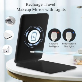 FUNTOUCH Rechargeable Travel Makeup Mirror with 72 Led Lights, Portable Lighted Beauty Mirror, 3 Color Lighting, Dimmable Touch Screen, Tabletop LED Folding Cosmetic Vanity Mirror FUNTOUCH Rechargeable Travel Makeup Mirror with 72 Led Lights, Portable Lighted Beauty Mirror, 3 Color Lighting, Dimmable Touch Screen, Tabletop LED Folding Cosmetic Vanity Mirror