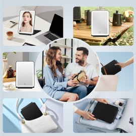 FUNTOUCH Rechargeable Travel Makeup Mirror with 72 Led Lights, Portable Lighted Beauty Mirror, 3 Color Lighting, Dimmable Touch Screen, Tabletop LED Folding Cosmetic Vanity Mirror FUNTOUCH Rechargeable Travel Makeup Mirror with 72 Led Lights, Portable Lighted Beauty Mirror, 3 Color Lighting, Dimmable Touch Screen, Tabletop LED Folding Cosmetic Vanity Mirror