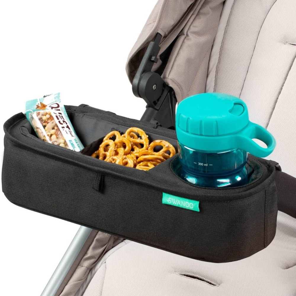 Universal Stroller Tray with Insulated Sippy Cup Holder - Upgraded Rigid Frame Stays Upright - Exclusive Non Slip Straps Firmly Grip Stroller Bar. Universal Stroller Snack Tray Attachment Universal Stroller Tray with Insulated Sippy Cup Holder - Upgraded Rigid Frame Stays Upright - Exclusive Non Slip Straps Firmly Grip Stroller Bar. Universal Stroller Snack Tray Attachment