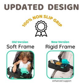 Universal Stroller Tray with Insulated Sippy Cup Holder - Upgraded Rigid Frame Stays Upright - Exclusive Non Slip Straps Firmly Grip Stroller Bar. Universal Stroller Snack Tray Attachment Universal Stroller Tray with Insulated Sippy Cup Holder - Upgraded Rigid Frame Stays Upright - Exclusive Non Slip Straps Firmly Grip Stroller Bar. Universal Stroller Snack Tray Attachment