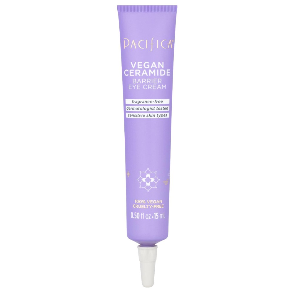 Pacifica Vegan Ceramide Barrier Eye Cream - Hydrating Under Eye Moisturizer for Dry, Sensitive Skin, Fragrance-Free Treatment for Dark Circles, Puffiness & Fine Lines Dermatologist Tested Clean Beauty