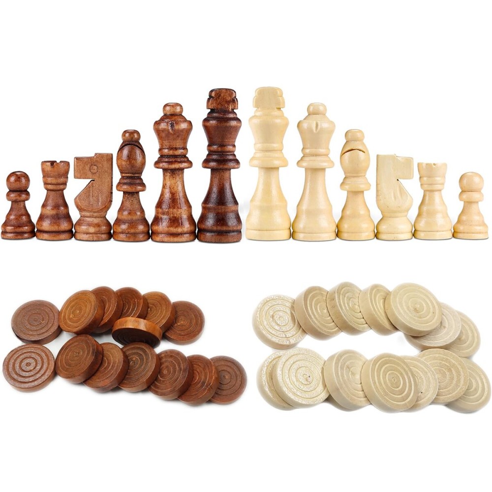 YB-OSANA 62 Pieces Wooden Checker Pieces & Chess Pieces 2 in 1 Chess Game Set Board Games Accessories Classic Wooden Chess Game Set in 2 Styles and 2 Colors YB-OSANA 62 Pieces Wooden Checker Pieces & Chess Pieces 2 in 1 Chess Game Set Board Games Accessories Classic Wooden Chess Game Set in 2 Styles and 2 Colors