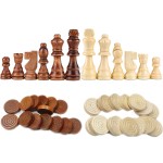 YB-OSANA 62 Pieces Wooden Checker Pieces & Chess Pieces 2 in 1 Chess Game Set Board Games Accessories Classic Wooden Chess Game Set in 2 Styles and 2 Colors