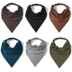 6 Pack Scarf Headband for Women - Elastic Large Boho Triangle Bandana Head Scarves with Clips Non Slip Solid Color Hair Kerchief for Teen Girls