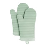 KitchenAid Ribbed Soft Silicone Oven Mitt Set, Pistachio, 7.5x13, 2 Count