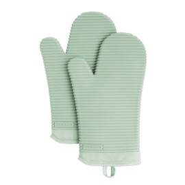 KitchenAid Ribbed Soft Silicone Oven Mitt Set, Pistachio, 7.5x13, 2 Count