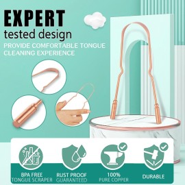 RONAVO Copper Tongue Scraper for Adults (2 Pack), 100% Pure Copper, Naturally Anti-Microbial, Banishes Bad Breath and Maintains Oral Hygiene, Tongue Cleaner with Travel Case, Easy to Use and Clean RONAVO Copper Tongue Scraper for Adults (2 Pack), 100% Pure Copper, Naturally Anti-Microbial, Banishes Bad Breath and Maintains Oral Hygiene, Tongue Cleaner with Travel Case, Easy to Use and Clean