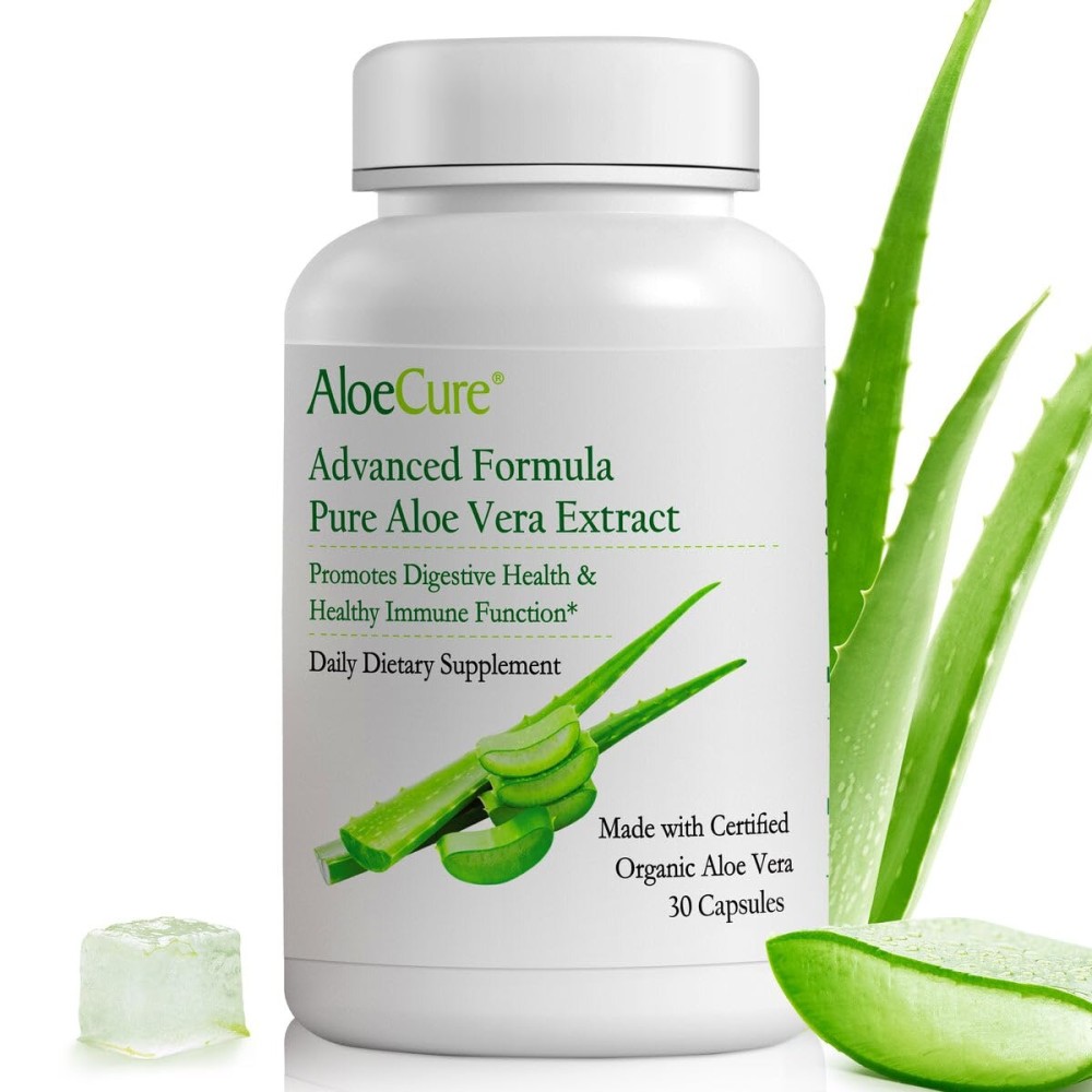 AloeCure Organic Aloe Vera Capsules, 130,000mg Inner Aloe Leaf Equivelant per Serving, Support Gut, Digestive, & Immune Health, Helps Maintain Balanced Stomach Acidity, Aloin Free, 30 Capsules AloeCure Organic Aloe Vera Capsules, 130,000mg Inner Aloe Leaf Equivelant per Serving, Support Gut, Digestive, & Immune Health, Helps Maintain Balanced Stomach Acidity, Aloin Free, 30 Capsules