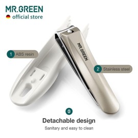 MR.GREEN Nail Clippers Anti Splash Fingernail Cutter Stainless Steel Manicure Tools Nail Scissors Detachable Design Nail Trimmer (Medium)