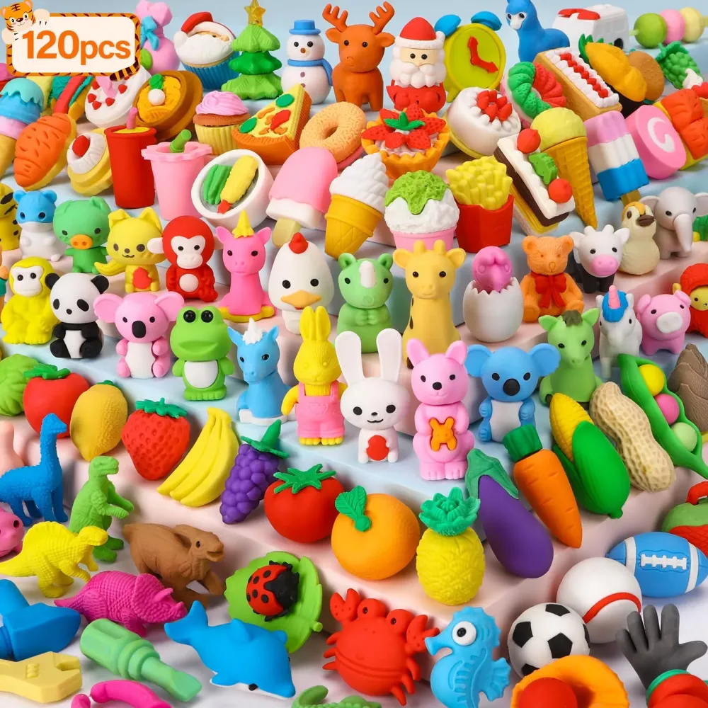 Moosia 120 Pack Animal Pencil Erasers for Kids, 3D Mini Puzzle Take Apart Erasers, Desk Pets & Treasure Box Toys, Bulk Party Favors, Classroom Prizes, School Supplies, Gift for Boys & Girls Moosia 120 Pack Animal Pencil Erasers for Kids, 3D Mini Puzzle Take Apart Erasers, Desk Pets & Treasure Box Toys, Bulk Party Favors, Classroom Prizes, School Supplies, Gift for Boys & Girls