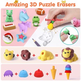 Moosia 120 Pack Animal Pencil Erasers for Kids, 3D Mini Puzzle Take Apart Erasers, Desk Pets & Treasure Box Toys, Bulk Party Favors, Classroom Prizes, School Supplies, Gift for Boys & Girls Moosia 120 Pack Animal Pencil Erasers for Kids, 3D Mini Puzzle Take Apart Erasers, Desk Pets & Treasure Box Toys, Bulk Party Favors, Classroom Prizes, School Supplies, Gift for Boys & Girls