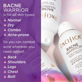 Pacifica Bacne Acne Cleanser Spray - Bacne Warrior - Body Spray for Acne Treatment - w/ 2% Salicylic Acid Niacinamide & Aloe - for Body, Chest & Back Acne for Teens & Adults Vegan Dermatologist Tested Pacifica Bacne Acne Cleanser Spray - Bacne Warrior - Body Spray for Acne Treatment - w/ 2% Salicylic Acid Niacinamide & Aloe - for Body, Chest & Back Acne for Teens & Adults Vegan Dermatologist Tested