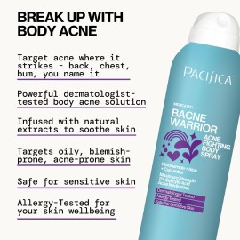 Pacifica Bacne Acne Cleanser Spray - Bacne Warrior - Body Spray for Acne Treatment - w/ 2% Salicylic Acid Niacinamide & Aloe - for Body, Chest & Back Acne for Teens & Adults Vegan Dermatologist Tested Pacifica Bacne Acne Cleanser Spray - Bacne Warrior - Body Spray for Acne Treatment - w/ 2% Salicylic Acid Niacinamide & Aloe - for Body, Chest & Back Acne for Teens & Adults Vegan Dermatologist Tested