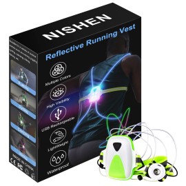 Ni-SHEN LED Reflective Running Vest with Front Light,Running Lights for Runners,Reflective Running Gear for Men/Women Running,Cycling or Walking, High Visibility Warning LED Lights Ni-SHEN LED Reflective Running Vest with Front Light,Running Lights for Runners,Reflective Running Gear for Men/Women Running,Cycling or Walking, High Visibility Warning LED Lights