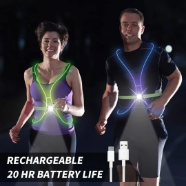 Ni-SHEN LED Reflective Running Vest with Front Light,Running Lights for Runners,Reflective Running Gear for Men/Women Running,Cycling or Walking, High Visibility Warning LED Lights Ni-SHEN LED Reflective Running Vest with Front Light,Running Lights for Runners,Reflective Running Gear for Men/Women Running,Cycling or Walking, High Visibility Warning LED Lights