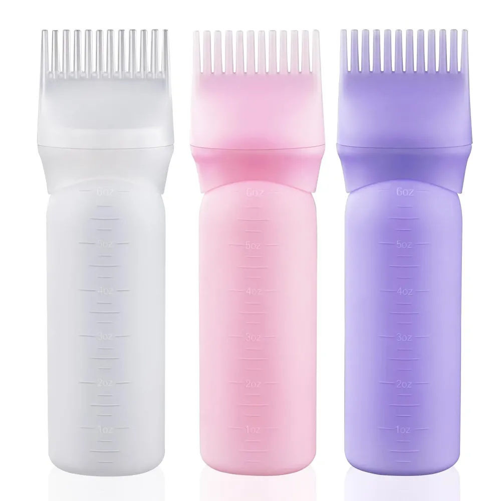 Cosywell Root Comb Applicator Bottle 6 Ounce Hair Dye Applicator Brush 3 Pack for Hair Root Comb Color with Graduated Scale(Pink White Purple) Cosywell Root Comb Applicator Bottle 6 Ounce Hair Dye Applicator Brush 3 Pack for Hair Root Comb Color with Graduated Scale(Pink White Purple)