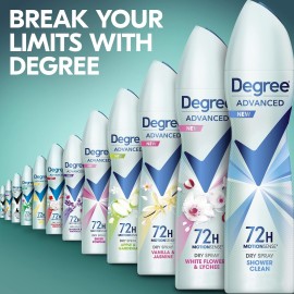 Degree Advanced Antiperspirant Deodorant Dry Spray 72-Hour Sweat and Odor Protection Shower Clean Deodorant Spray For Women With MotionSense Technology 3.8 oz, Pack of 4 Degree Advanced Antiperspirant Deodorant Dry Spray 72-Hour Sweat and Odor Protection Shower Clean Deodorant Spray For Women With MotionSense Technology 3.8 oz, Pack of 4