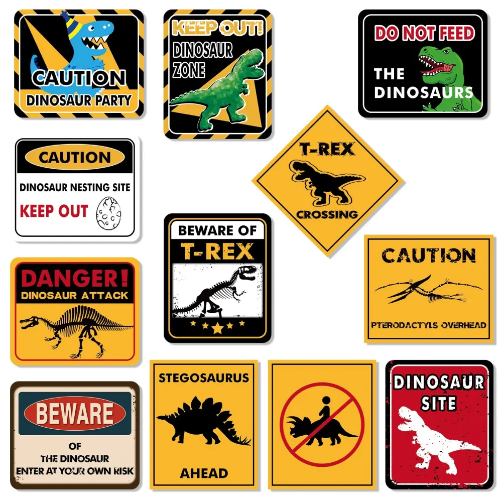WERNNSAI Dinosaur Zone Party Decoration - 12 PCS Size 11.8\'\' Dino Party Supplies for Boys Kids Birthday Watercolor Dino Themed Party Wall Decor Large Warning Sign WERNNSAI Dinosaur Zone Party Decoration - 12 PCS Size 11.8\'\' Dino Party Supplies for Boys Kids Birthday Watercolor Dino Themed Party Wall Decor Large Warning Sign