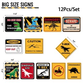 WERNNSAI Dinosaur Zone Party Decoration - 12 PCS Size 11.8\'\' Dino Party Supplies for Boys Kids Birthday Watercolor Dino Themed Party Wall Decor Large Warning Sign WERNNSAI Dinosaur Zone Party Decoration - 12 PCS Size 11.8\'\' Dino Party Supplies for Boys Kids Birthday Watercolor Dino Themed Party Wall Decor Large Warning Sign
