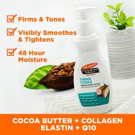 Palmer\'s Cocoa Butter Formula Skin Firming Body Lotion, Toning & Tightening Cream with Q10, Collagen & Elastin, Pump Bottle, 13.5 Oz. Palmer\'s Cocoa Butter Formula Skin Firming Body Lotion, Toning & Tightening Cream with Q10, Collagen & Elastin, Pump Bottle, 13.5 Oz.