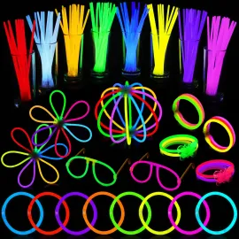 AIVANT Glow Sticks Bulk Party Supplies | 60 PCS 8 Inch Glowsticks with Connectors for Eyeglasses Balls Butterflies | Glow in the Dark Light Up Sticks Party Favors Decorations