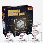 VOLEAAR 4 Pack Baseball Display Case, UV Protected Acrylic Square Baseball Holder, Clear Cube Autograph Memorabilia Ball Display Cases, Official Size Baseball Display Box