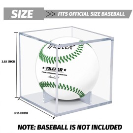 VOLEAAR 4 Pack Baseball Display Case, UV Protected Acrylic Square Baseball Holder, Clear Cube Autograph Memorabilia Ball Display Cases, Official Size Baseball Display Box
