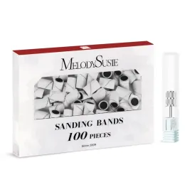 MelodySusie 100 Pcs Nail Drill Bits Sanding Bands for Nail Drill 240 Extreme Fine Grit Nail File Sanding Bands for Acrylic Nails Gel Manicures and Pedicure