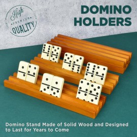 Queensell Domino Holders for Classic Board Games - Wooden Domino Racks Set of 4 - Mexican Train Dominoes Accessories - Domino Trays for Tiles Family Games (Large) Queensell Domino Holders for Classic Board Games - Wooden Domino Racks Set of 4 - Mexican Train Dominoes Accessories - Domino Trays for Tiles Family Games (Large)