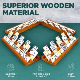 Queensell Domino Holders for Classic Board Games - Wooden Domino Racks Set of 4 - Mexican Train Dominoes Accessories - Domino Trays for Tiles Family Games (Large) Queensell Domino Holders for Classic Board Games - Wooden Domino Racks Set of 4 - Mexican Train Dominoes Accessories - Domino Trays for Tiles Family Games (Large)