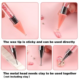 Kaychan Rhinestone Picker Tool 2 Acrylic Handle Rhinestones Applicator Dual-Ended DIY Nail Art Tool with 4 Extra Wax Tips and 1 Tweezer Kaychan Rhinestone Picker Tool 2 Acrylic Handle Rhinestones Applicator Dual-Ended DIY Nail Art Tool with 4 Extra Wax Tips and 1 Tweezer