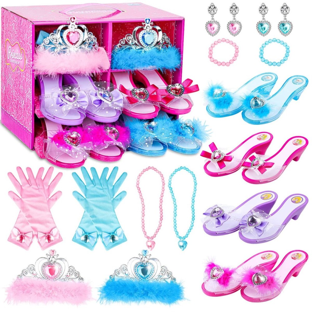 Girls Princess Dress Up Shoes and Jewelry Boutique DISHIO Upgraded Princess Shoes and Accessories with 4 Pair of Princess Play Shoes and Jewelry Set for Toddlers Little Girls Aged 3 4 5 6 Girls Princess Dress Up Shoes and Jewelry Boutique DISHIO Upgraded Princess Shoes and Accessories with 4 Pair of Princess Play Shoes and Jewelry Set for Toddlers Little Girls Aged 3 4 5 6