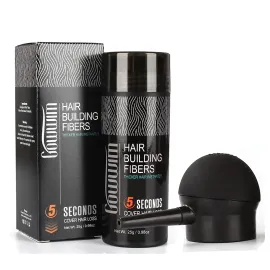 GOWWIM Hair Thickening Fibers 2-in-1 Kit Keratin Building Fibers, Spray Applicator & Hold Spray - Instantly Volumize Sparse Areas (Black)