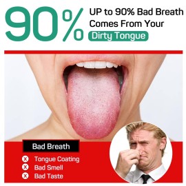 RONAVO Tongue Scraper for Adults, Two Colors Designed for Couples, Cure Bad Breath, Tongue Cleaners Stainless Steel, Metal Tongue Scrapers for Oral Care & Hygiene (2 Pack)