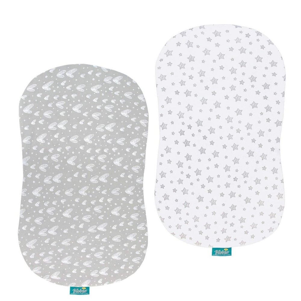 Bassinet Sheets Compatible with Halo Bassinest Swivel, Flex, Glide, Premiere & Luxe Series Sleeper, 2 Pack, 100% Jersey Knit Cotton Sheets, Breathable and Heavenly Soft, Grey and White Print for Baby Bassinet Sheets Compatible with Halo Bassinest Swivel, Flex, Glide, Premiere & Luxe Series Sleeper, 2 Pack, 100% Jersey Knit Cotton Sheets, Breathable and Heavenly Soft, Grey and White Print for Baby