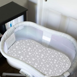 Bassinet Sheets Compatible with Halo Bassinest Swivel, Flex, Glide, Premiere & Luxe Series Sleeper, 2 Pack, 100% Jersey Knit Cotton Sheets, Breathable and Heavenly Soft, Grey and White Print for Baby Bassinet Sheets Compatible with Halo Bassinest Swivel, Flex, Glide, Premiere & Luxe Series Sleeper, 2 Pack, 100% Jersey Knit Cotton Sheets, Breathable and Heavenly Soft, Grey and White Print for Baby