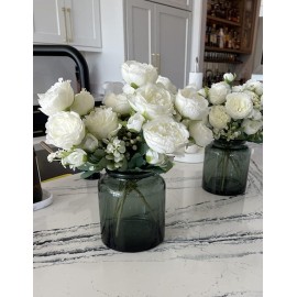 Artificial Peonies Silk Flowers, White Faux Peony Bouquet 4 Bundles Florals Arrangements Decor for Farmhouse Home Boho Wedding Table Centerpiece, Fake Plastic Flowers Bulk Vase Decoration (White) Artificial Peonies Silk Flowers, White Faux Peony Bouquet 4 Bundles Florals Arrangements Decor for Farmhouse Home Boho Wedding Table Centerpiece, Fake Plastic Flowers Bulk Vase Decoration (White)