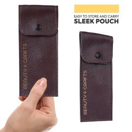 Beauty & Crafts- 5\'\' German Beard Mustache Scissors - 2 Mustache Comb for Facial Hair with Beautiful Pouch - Beard Trimming Scissors Use for Grooming, Cutting, and Styling of Mustache (Black)