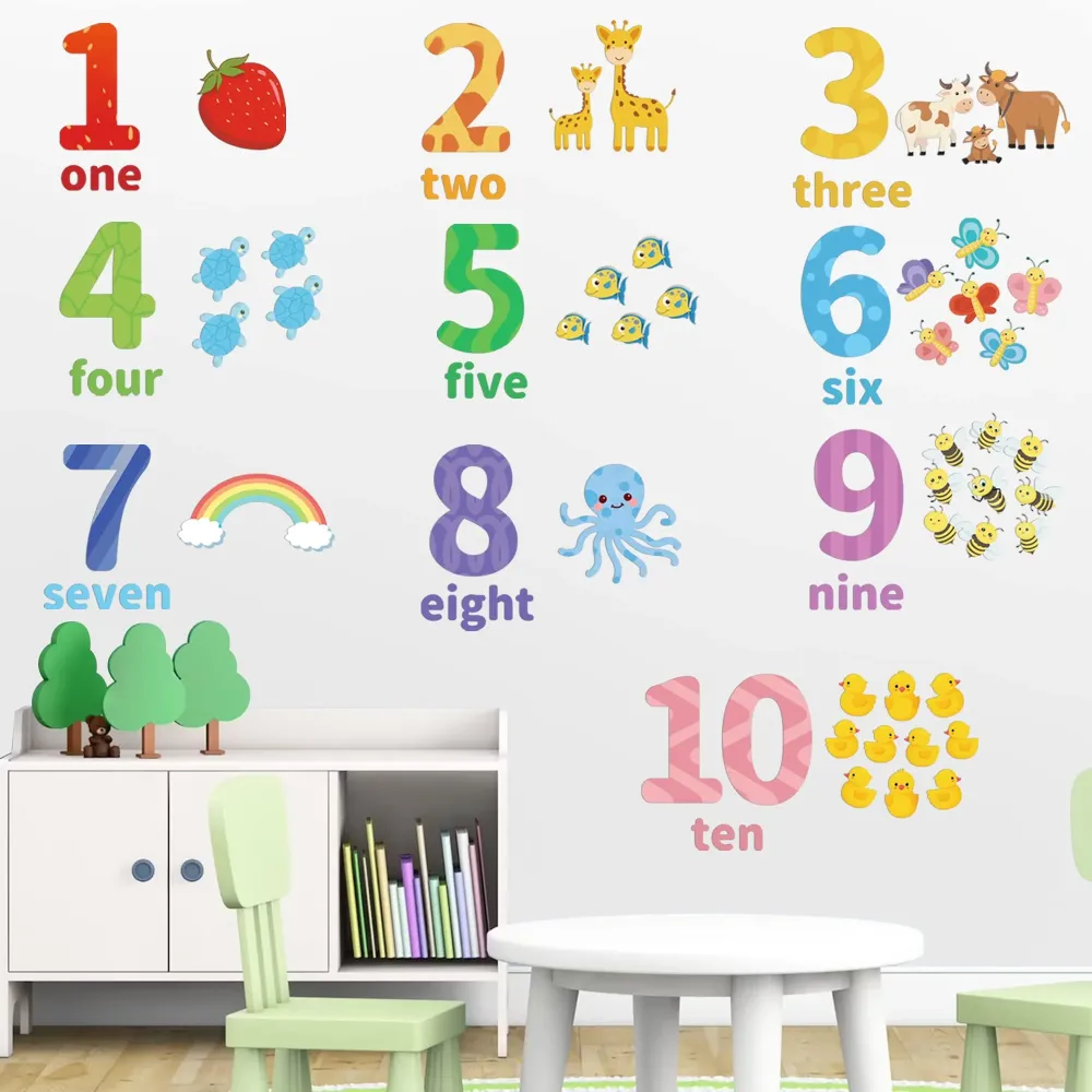 Large Number Wall Decals Stickers Educational Learning Wall Sticker Animal Arabic Numbers 1-10 Vinyl Counting Decals Peel and Stick Removable for Children Kids Toddlers Classroom Playroom Daycare Large Number Wall Decals Stickers Educational Learning Wall Sticker Animal Arabic Numbers 1-10 Vinyl Counting Decals Peel and Stick Removable for Children Kids Toddlers Classroom Playroom Daycare