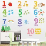 Large Number Wall Decals Stickers Educational Learning Wall Sticker Animal Arabic Numbers 1-10 Vinyl Counting Decals Peel and Stick Removable for Children Kids Toddlers Classroom Playroom Daycare