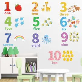 Large Number Wall Decals Stickers Educational Learning Wall Sticker Animal Arabic Numbers 1-10 Vinyl Counting Decals Peel and Stick Removable for Children Kids Toddlers Classroom Playroom Daycare Large Number Wall Decals Stickers Educational Learning Wall Sticker Animal Arabic Numbers 1-10 Vinyl Counting Decals Peel and Stick Removable for Children Kids Toddlers Classroom Playroom Daycare