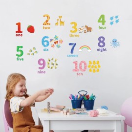 Large Number Wall Decals Stickers Educational Learning Wall Sticker Animal Arabic Numbers 1-10 Vinyl Counting Decals Peel and Stick Removable for Children Kids Toddlers Classroom Playroom Daycare Large Number Wall Decals Stickers Educational Learning Wall Sticker Animal Arabic Numbers 1-10 Vinyl Counting Decals Peel and Stick Removable for Children Kids Toddlers Classroom Playroom Daycare