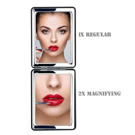 YTZJ Direct Compact Vanity Mirror for Men, Black, Travel Makeup Mirror for Handbag Pocket Wallet, Portable Double-Sided Magnifying Cosmetic Mirror for Daily, Work, Business